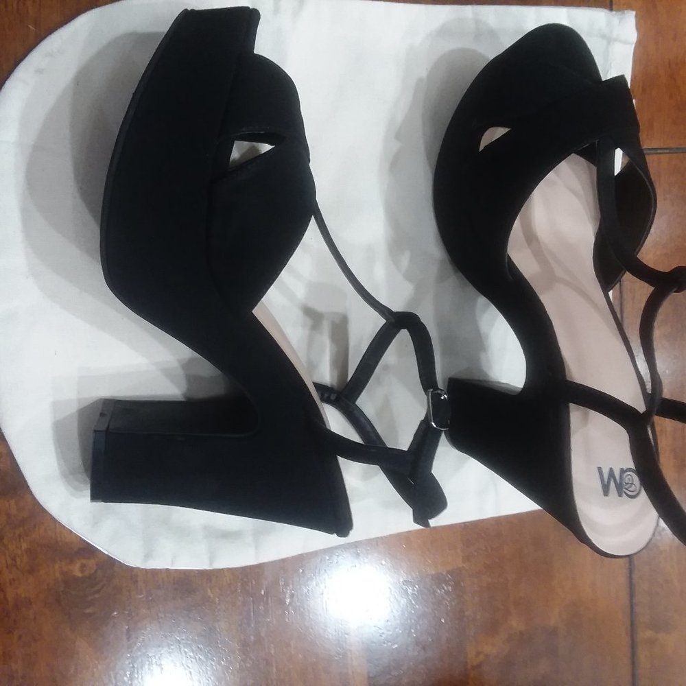 Black Block Heel Platform Dress Sandal